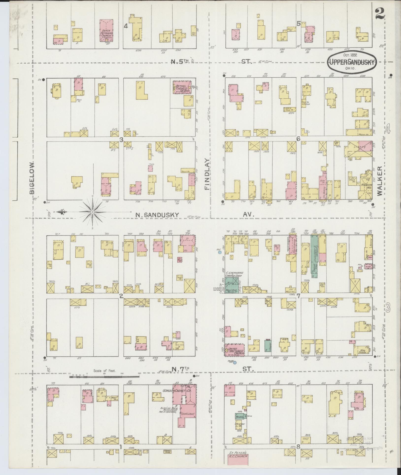 Sanborn Fire Insurance Map from Upper Sandusky, Wyandot County, Ohio (1892), Sheet #0002 - Complete Map Set gallery image, historic Sanborn map, vintage wall art, Ohio Ohio