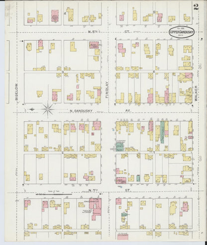 Sanborn Fire Insurance Map from Upper Sandusky, Wyandot County, Ohio (1892), Sheet #0002 - Complete Map Set gallery image, historic Sanborn map, vintage wall art, Ohio Ohio