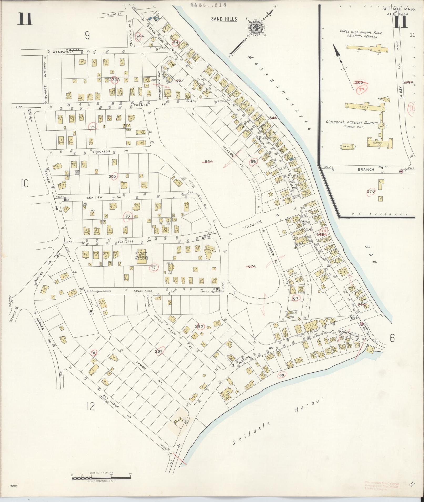 Sanborn Fire Insurance Map from Scituate, Plymouth County, Massachusetts (1944), Sheet #0011 - Complete Map Set gallery image, historic Sanborn map, vintage wall art, Massachusetts Massachusetts