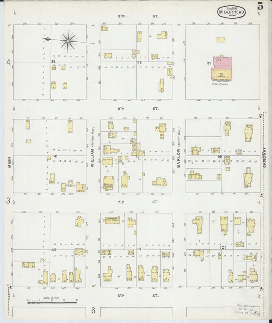 Sanborn Fire Insurance Map from Moorhead, Clay County, Minnesota (1896), Sheet #0005 - Historic Sanborn Fire Insurance Map Print, vintage old map wall art, antique decor, genealogy gift, Minnesota Minnesota map