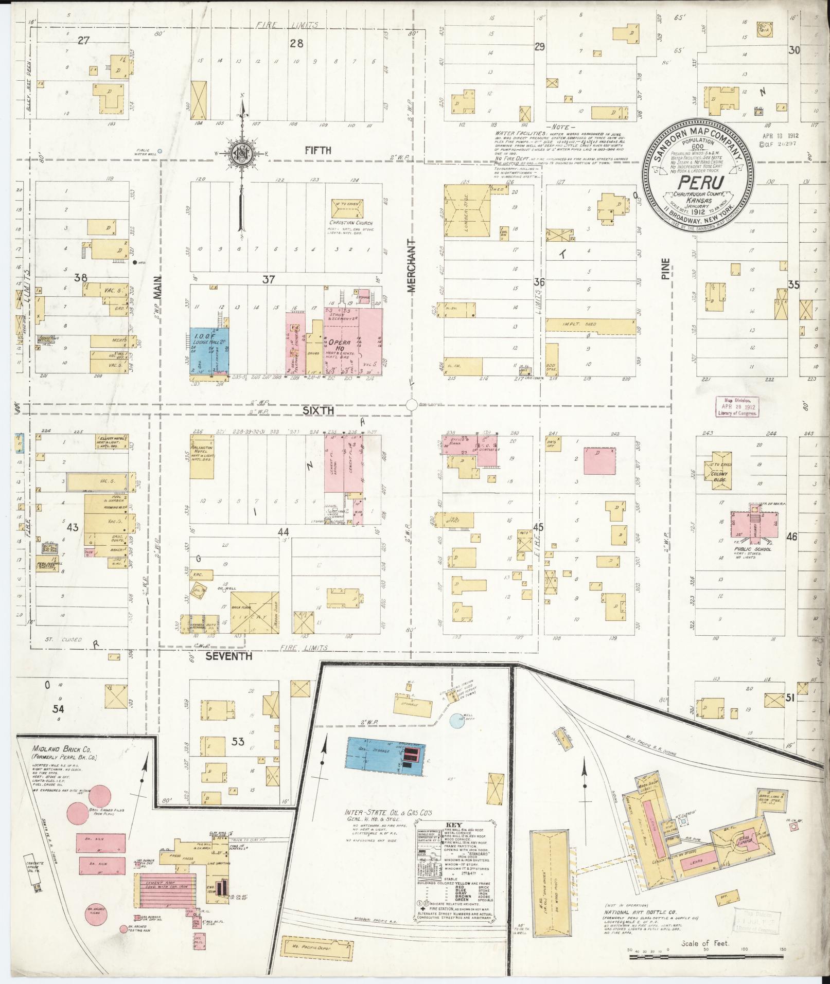 Sanborn Fire Insurance Map from Peru, Chautauqua County, Kansas (1912), Sheet #0001 - Historic Sanborn Fire Insurance Map Print, vintage old map wall art, antique decor, genealogy gift, Kansas Kansas map