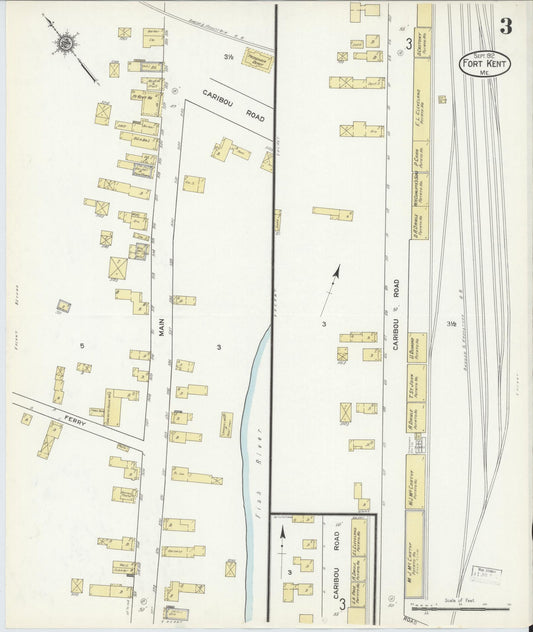 Sanborn Fire Insurance Map from Fort Kent, Aroostook County, Maine (1912), Sheet #0003 - Historic Sanborn Fire Insurance Map Print, vintage old map wall art, antique decor, genealogy gift, Maine Maine map