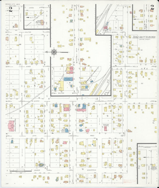 Sanborn Fire Insurance Map from Brown City, Sanilac County, Michigan (1941), Sheet #0002 - Historic Sanborn Fire Insurance Map Print, vintage old map wall art, antique decor, genealogy gift, Michigan Michigan map