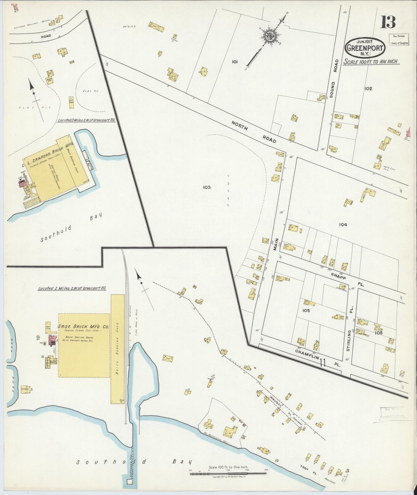 Sanborn Fire Insurance Map from Greenport, Suffolk County, New York (1917), Sheet #0013 - Historic Sanborn Fire Insurance Map Print, vintage old map wall art, antique decor, genealogy gift, New York New York map