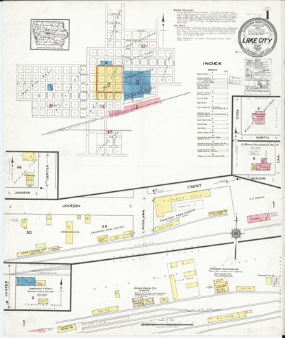 Sanborn Fire Insurance Map from Lake City, Calhoun County, Iowa (1919), Sheet #0001 - Historic Sanborn Fire Insurance Map Print