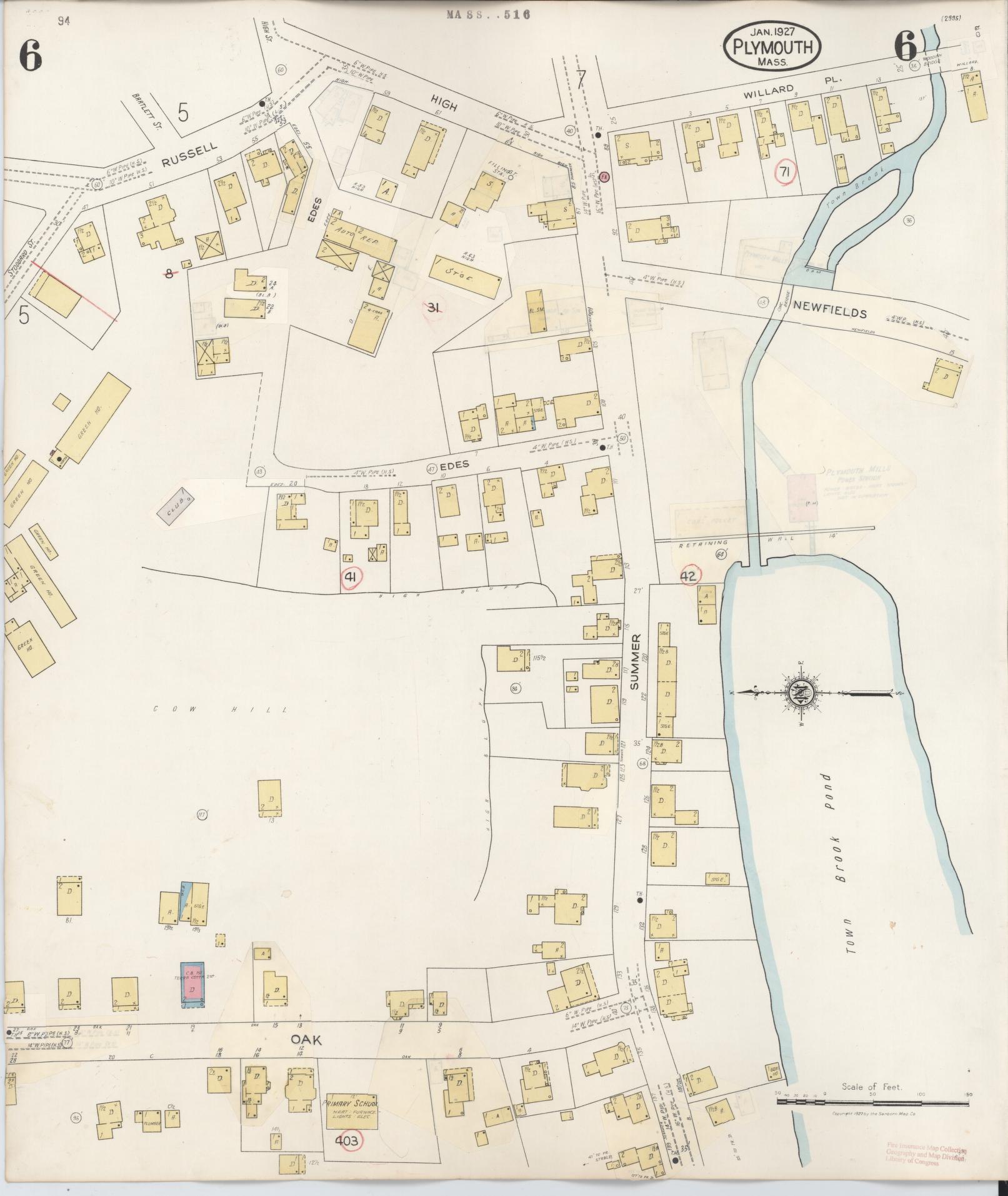 Sanborn Fire Insurance Map from Plymouth, Plymouth County, Massachusetts (1948), Sheet #0006 - Complete Map Set gallery image, historic Sanborn map, vintage wall art, Massachusetts Massachusetts