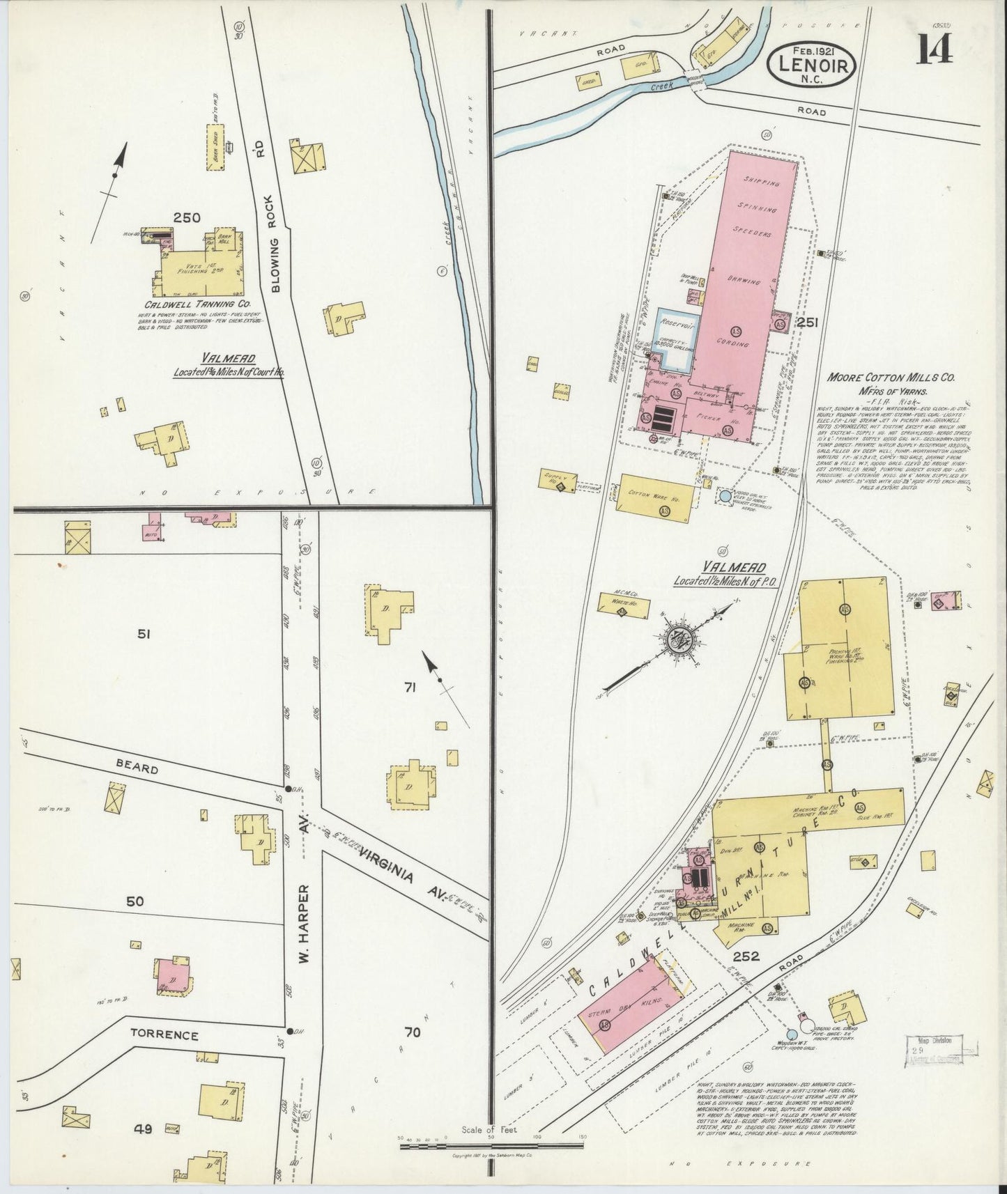 Sanborn Fire Insurance Map from Lenoir, Caldwell County, North Carolina (1921), Sheet #0014 - Complete Map Set gallery image, historic Sanborn map, vintage wall art, North Carolina North Carolina