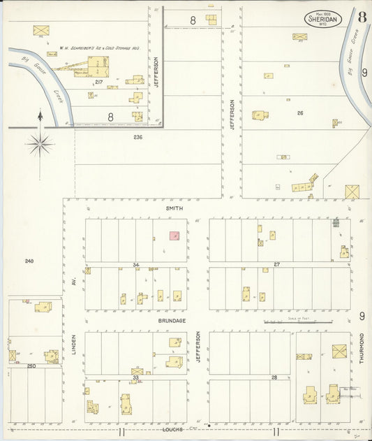 Sanborn Fire Insurance Map from Sheridan, Sheridan County, Wyoming (1903), Sheet #0008 - Historic Sanborn Fire Insurance Map Print, vintage old map wall art, antique decor, genealogy gift, Wyoming Wyoming map
