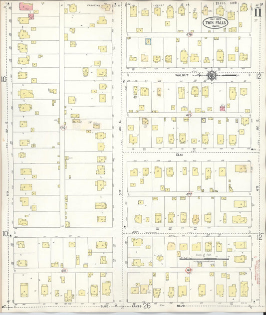 Sanborn Fire Insurance Map from Twin Falls, Twin Falls County, Idaho (1949), Sheet #0011 - Historic Sanborn Fire Insurance Map Print, vintage old map wall art, antique decor, genealogy gift, Falls Idaho map