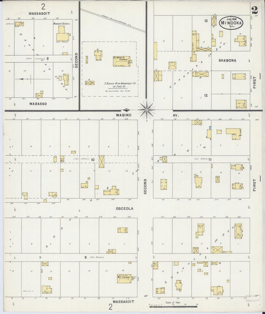 Sanborn Fire Insurance Map from Minooka, Grundy County, Illinois (1898), Sheet #0002 - Historic Sanborn Fire Insurance Map Print, vintage old map wall art, antique decor, genealogy gift, Illinois Illinois map