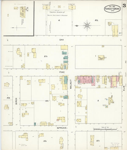 Sanborn Fire Insurance Map from Forest Grove, Washington County, Oregon (1892), Sheet #0003 - Complete Map Set gallery image, historic Sanborn map, vintage wall art, Oregon Oregon