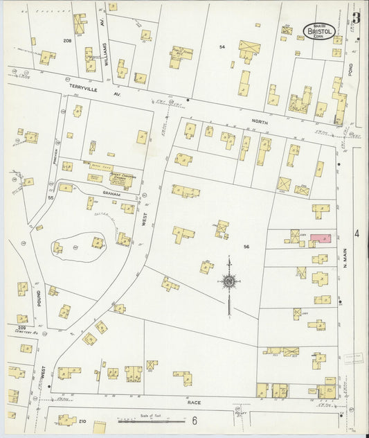 Sanborn Fire Insurance Map from Bristol, Hartford County, Connecticut (1911), Sheet #0003 - Historic Sanborn Fire Insurance Map Print, vintage old map wall art, antique decor, genealogy gift, Connecticut Connecticut map