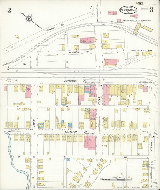 Sanborn Fire Insurance Map from Beaverdale, Cambria County, Pennsylvania (1923), Sheet #0003 - Historic Sanborn Fire Insurance Map Print, vintage old map wall art, antique decor, genealogy gift, Pennsylvania Pennsylvania map