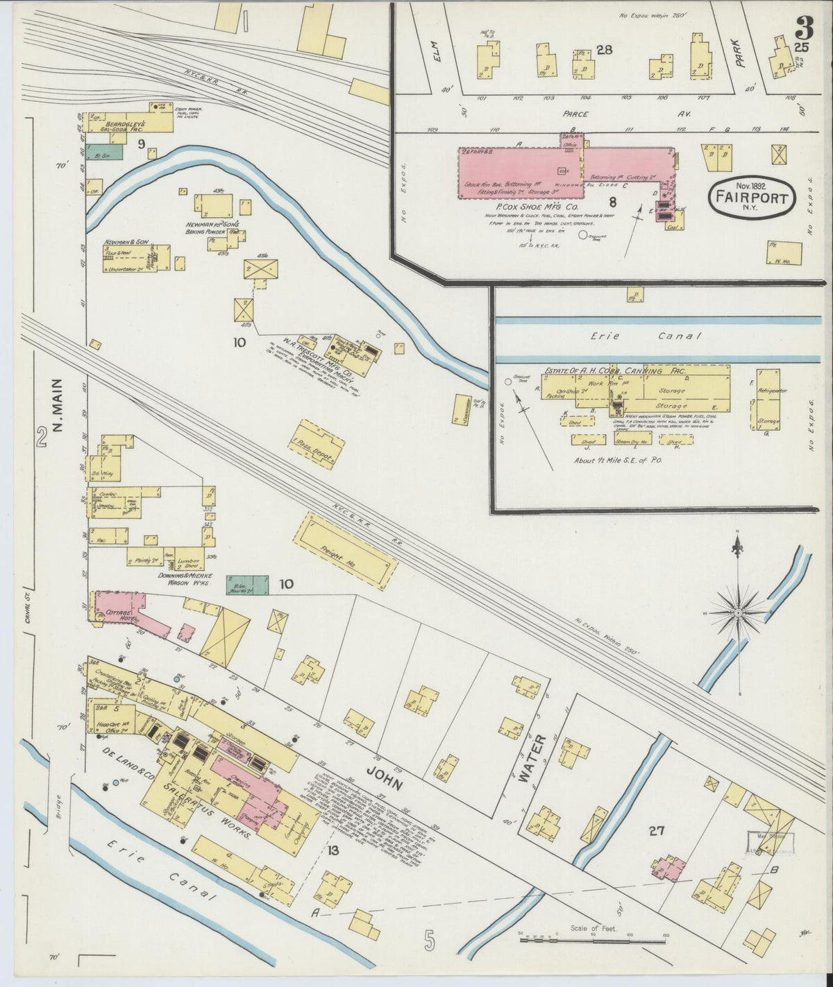 Sanborn Fire Insurance Map from Fairport, Monroe County, New York (1892), Sheet #0003 - Complete Map Set gallery image, historic Sanborn map, vintage wall art, New York New York
