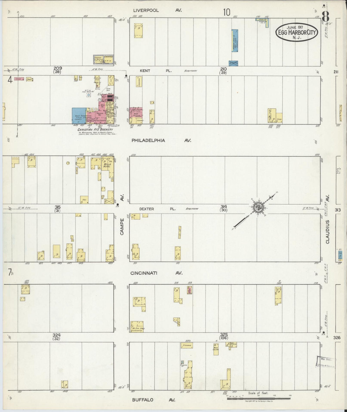 Sanborn Fire Insurance Map from Egg Harbor City, Atlantic County, New Jersey (1917), Sheet #0008 - Complete Map Set gallery image, historic Sanborn map, vintage wall art, New Jersey New Jersey