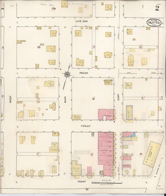 Sanborn Fire Insurance Map from Hutto, Williamson County, Texas (1937), Sheet #0002 - Historic Sanborn Fire Insurance Map Print, vintage old map wall art, antique decor, genealogy gift, Texas Texas map