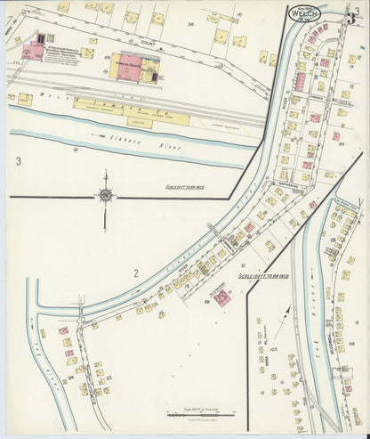Sanborn Fire Insurance Map from Welch, Mcdowell County, West Virginia (1916), Sheet #0003 - Complete Map Set gallery image, historic Sanborn map, vintage wall art, West Virginia West Virginia