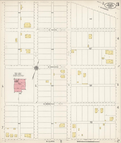 Sanborn Fire Insurance Map from Pasco, Franklin County, Washington (1912), Sheet #0003 - Complete Map Set gallery image, historic Sanborn map, vintage wall art, Washington Washington