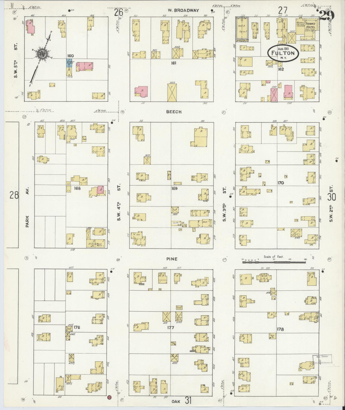 Sanborn Fire Insurance Map from Fulton, Oswego County, New York (1911), Sheet #0029 - Complete Map Set gallery image, historic Sanborn map, vintage wall art, New York New York