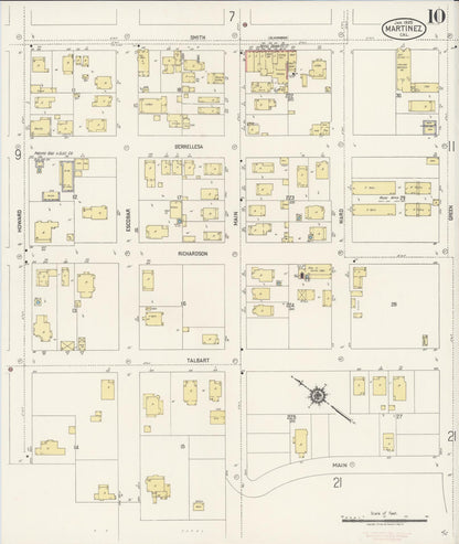Sanborn Fire Insurance Map from Martinez, Contra Costa County, California (1920), Sheet #0010 - Complete Map Set gallery image, historic Sanborn map, vintage wall art, California California