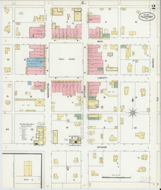Sanborn Fire Insurance Map from Pilot Point, Denton County, Texas (1901), Sheet #0002 - Historic Sanborn Fire Insurance Map Print, vintage old map wall art, antique decor, genealogy gift, Texas Texas map