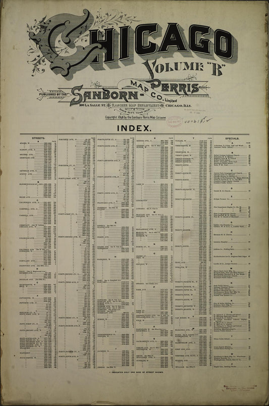 Sanborn Fire Insurance Map from Chicago, Cook County, Illinois. (1896), Sheet 1 – Historic Sanborn Fire Insurance Map Print