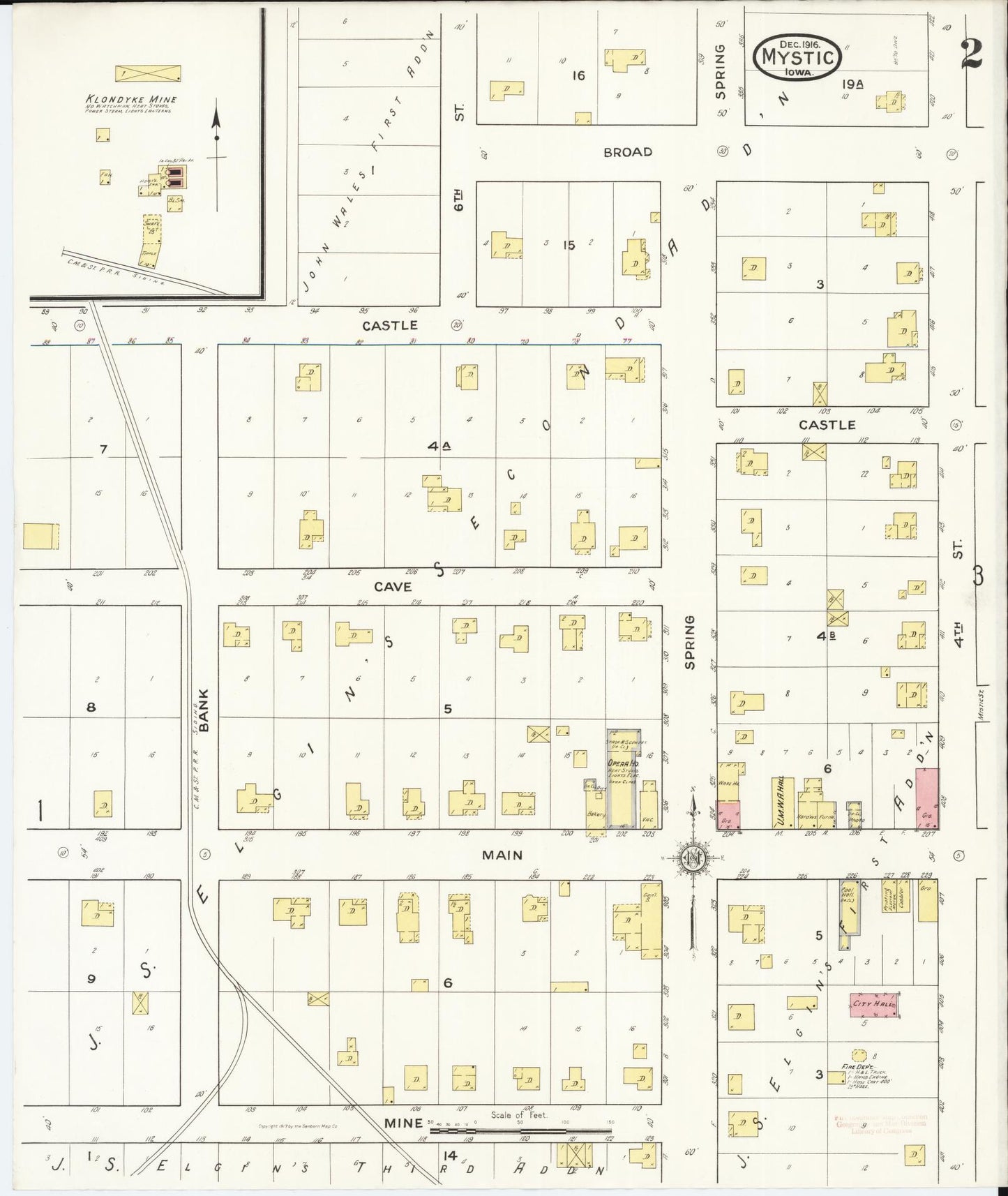 Sanborn Fire Insurance Map from Mystic, Appanoose County, Iowa (1916), Sheet #0002 - Historic Sanborn Fire Insurance Map Print