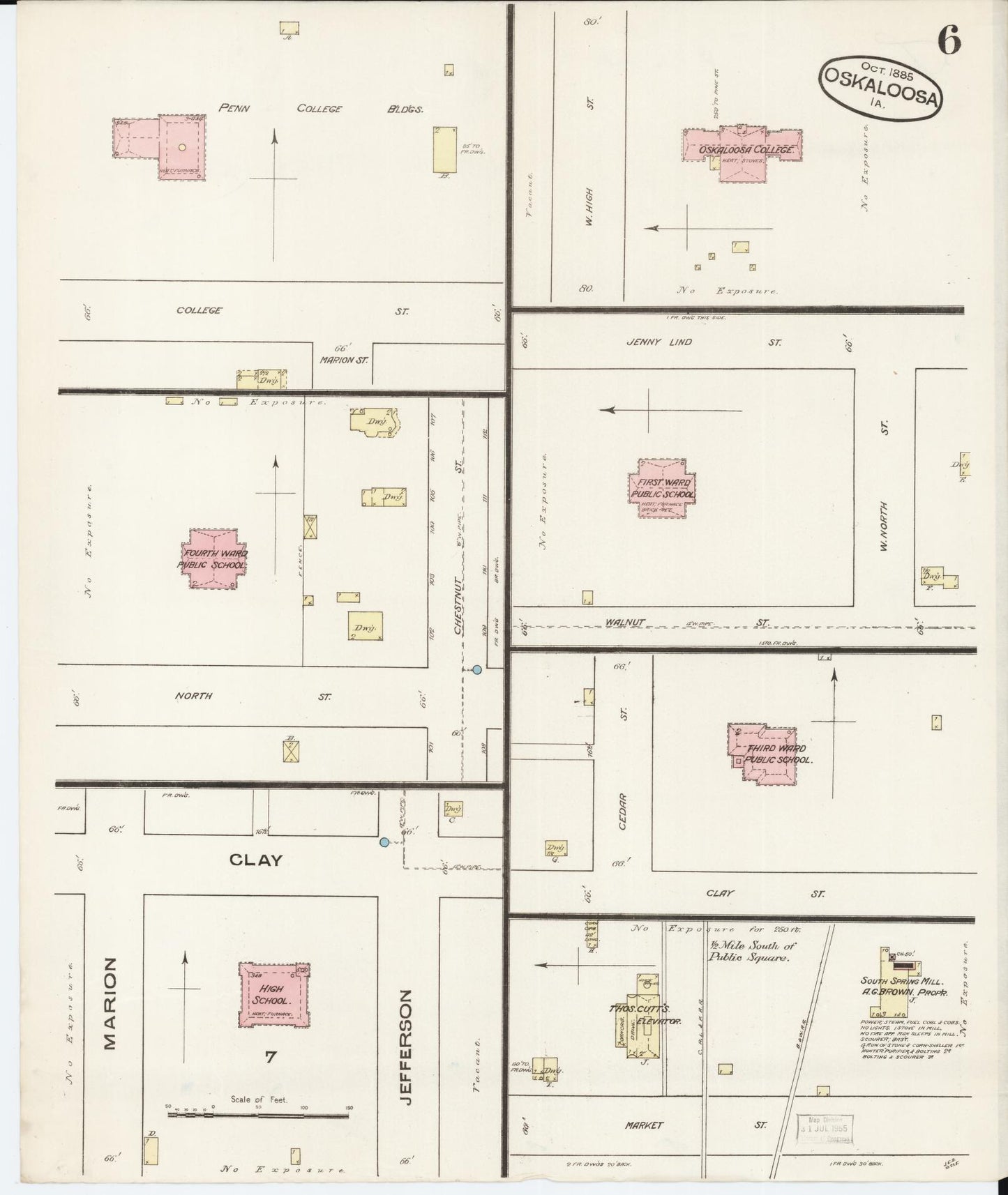 Sanborn Fire Insurance Map from Oskaloosa, Mahaska County, Iowa (1885), Sheet #0006 - Historic Sanborn Fire Insurance Map Print