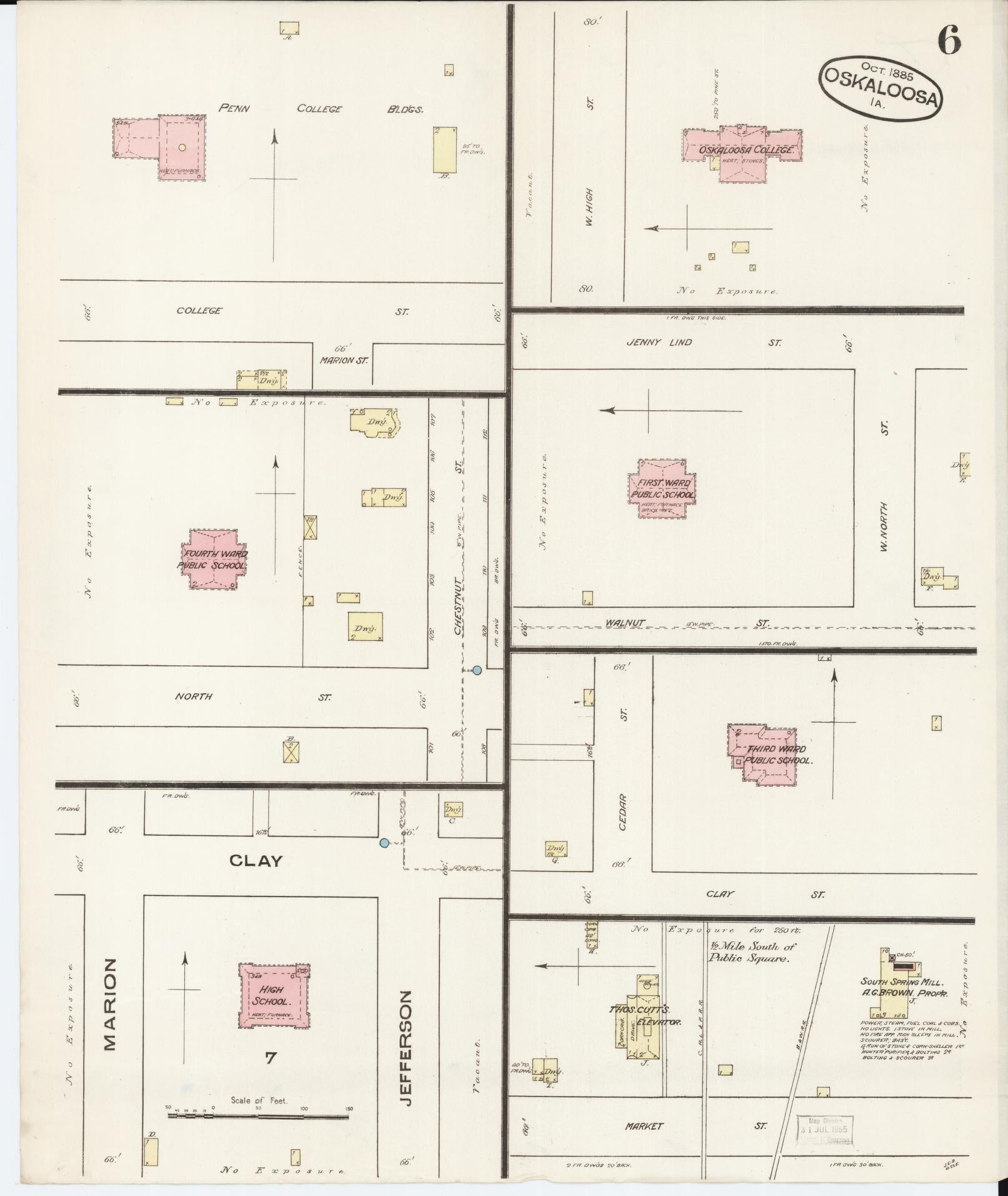 Sanborn Fire Insurance Map from Oskaloosa, Mahaska County, Iowa (1885), Sheet #0006 - Historic Sanborn Fire Insurance Map Print