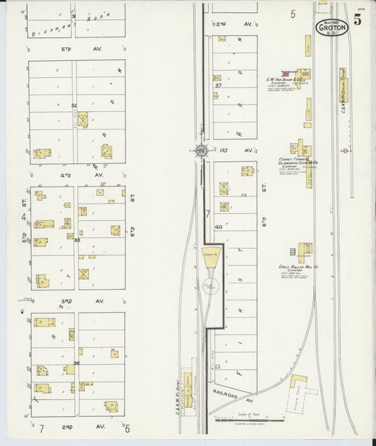Sanborn Fire Insurance Map from Groton, Brown County, South Dakota (1921), Sheet #0005 - Historic Sanborn Fire Insurance Map Print, vintage old map wall art, antique decor, genealogy gift, South Dakota South Dakota map