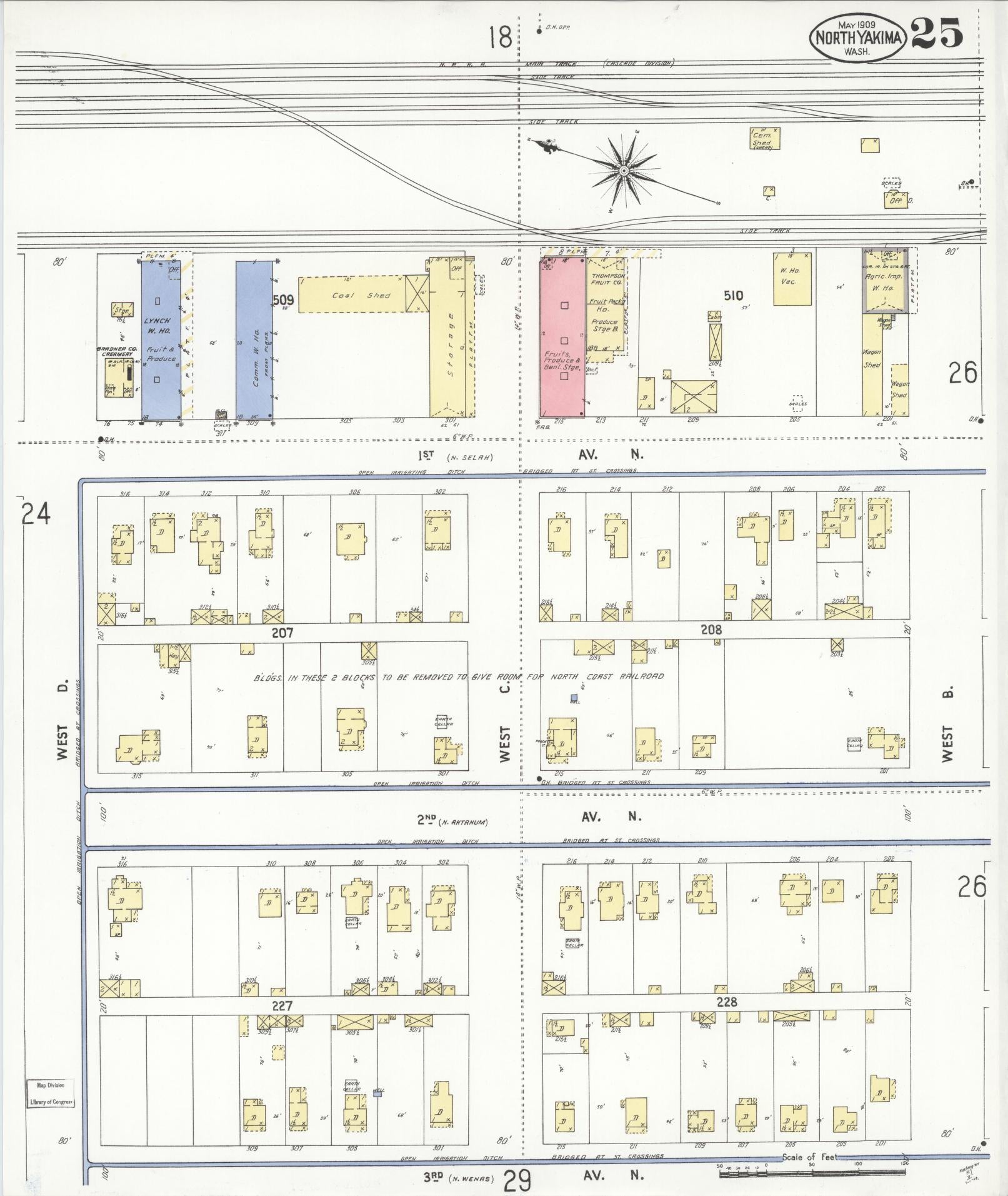 Sanborn Fire Insurance Map from North Yakima, Yakima County, Washington (1909), Sheet #0025 - Complete Map Set gallery image, historic Sanborn map, vintage wall art, Washington Washington