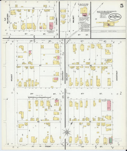 Sanborn Fire Insurance Map from Mount Carmel, Wabash County, Illinois (1902), Sheet #0005 - Complete Map Set gallery image, historic Sanborn map, vintage wall art, Illinois Illinois