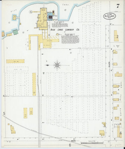 Sanborn Fire Insurance Map from Rice Lake, Barron County, Wisconsin (1899), Sheet #0007 - Complete Map Set gallery image, historic Sanborn map, vintage wall art, Wisconsin Wisconsin
