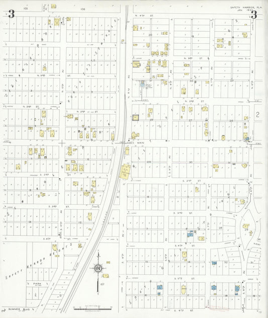 Sanborn Fire Insurance Map from Safety Harbor, Pinellas County, Florida (1933), Sheet #0003 - Historic Sanborn Fire Insurance Map Print, vintage old map wall art, antique decor, genealogy gift, Florida Florida map