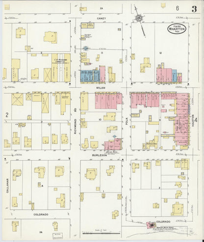 Sanborn Fire Insurance Map from Wharton, Wharton County, Texas (1912), Sheet #0004 - Complete Map Set gallery image, historic Sanborn map, vintage wall art, Texas Texas