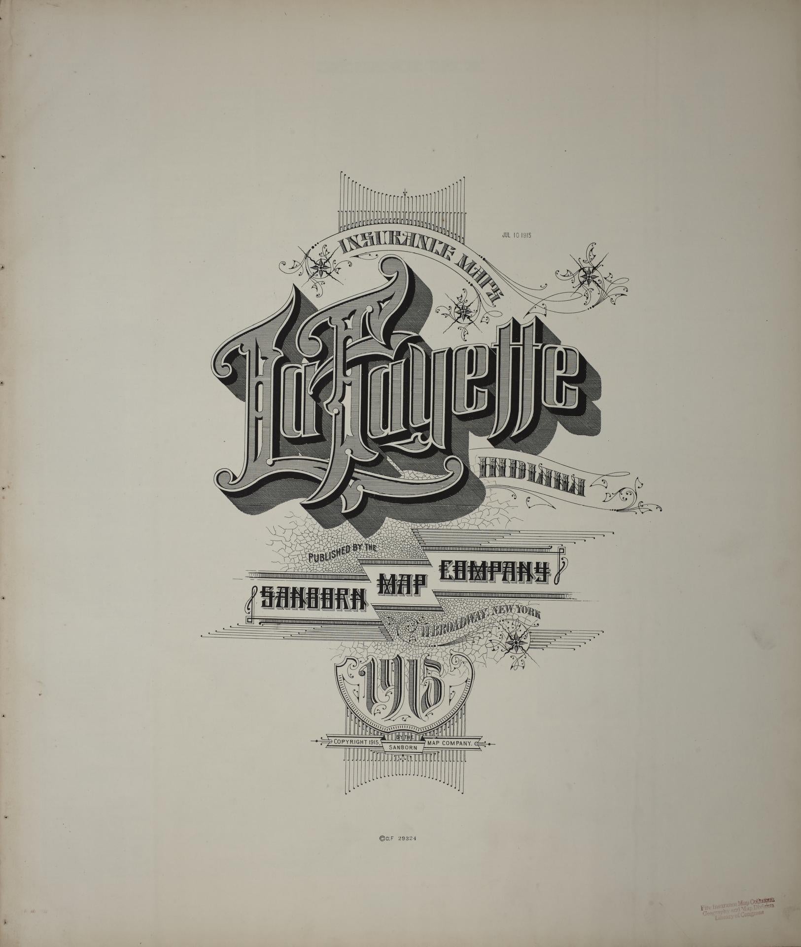 Sanborn Fire Insurance Map from Lafayette, Tippecanoe County, Indiana (1915), Sheet #0001 - Historic Sanborn Fire Insurance Map Print, vintage old map wall art, antique decor, genealogy gift, Indiana Indiana map