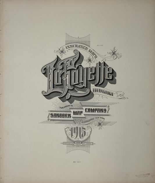 Sanborn Fire Insurance Map from Lafayette, Tippecanoe County, Indiana (1915), Sheet #0001 - Historic Sanborn Fire Insurance Map Print, vintage old map wall art, antique decor, genealogy gift, Indiana Indiana map