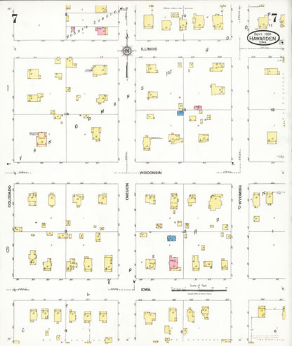 Sanborn Fire Insurance Map from Hawarden, Sioux County, Iowa (1924), Sheet #0007 - Historic Sanborn Fire Insurance Map Print, vintage old map wall art