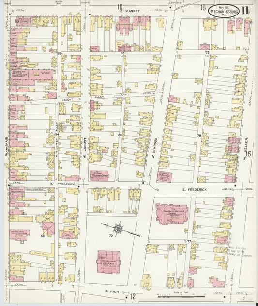 Sanborn Fire Insurance Map from Mechanicsburg, Cumberland County, Pennsylvania (1911), Sheet #0011 - Historic Sanborn Fire Insurance Map Print, vintage old map wall art, antique decor, genealogy gift, Pennsylvania Pennsylvania map