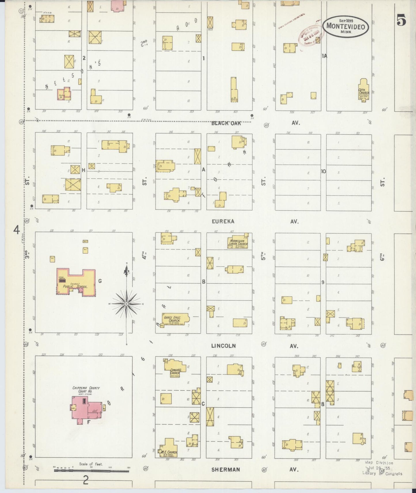 Sanborn Fire Insurance Map from Montevideo, Chippewa County, Minnesota (1899), Sheet #0005 - Historic Sanborn Fire Insurance Map Print, vintage old map wall art, antique decor, genealogy gift, Minnesota Minnesota map