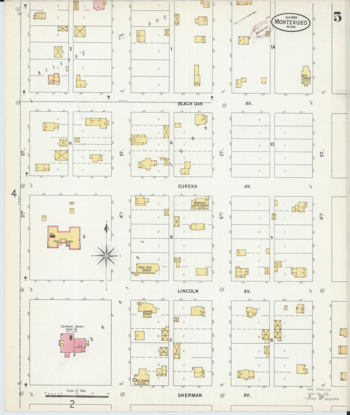 Sanborn Fire Insurance Map from Montevideo, Chippewa County, Minnesota (1899), Sheet #0005 - Historic Sanborn Fire Insurance Map Print, vintage old map wall art, antique decor, genealogy gift, Minnesota Minnesota map