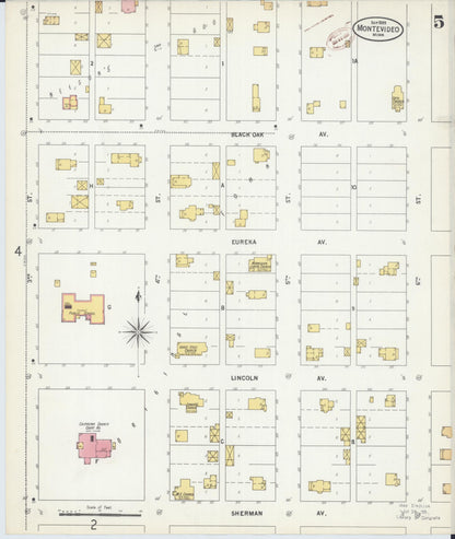 Sanborn Fire Insurance Map from Montevideo, Chippewa County, Minnesota (1899), Sheet #0005 - Historic Sanborn Fire Insurance Map Print, vintage old map wall art, antique decor, genealogy gift, Minnesota Minnesota map