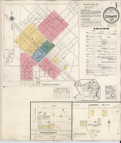 Sanborn Fire Insurance Map from Gorman, Eastland County, Texas (1945), Sheet #0001 - Complete Map Set gallery image, historic Sanborn map, vintage wall art, Texas Texas