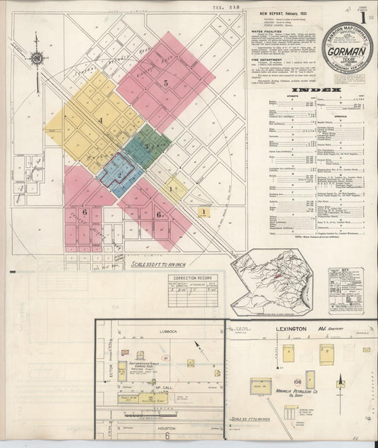 Sanborn Fire Insurance Map from Gorman, Eastland County, Texas (1945), Sheet #0001 - Complete Map Set gallery image, historic Sanborn map, vintage wall art, Texas Texas