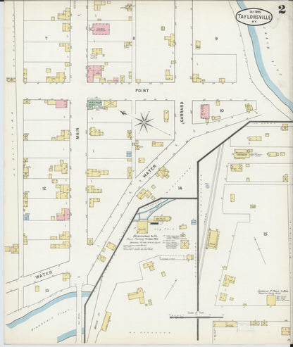 Sanborn Fire Insurance Map from Taylorsville, Spencer County, Kentucky (1895), Sheet #0002 - Complete Map Set gallery image, historic Sanborn map, vintage wall art, Kentucky Kentucky