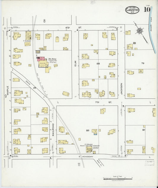 Sanborn Fire Insurance Map from Canisteo, Steuben County, New York (1920), Sheet #0010 - Historic Sanborn Fire Insurance Map Print, vintage old map wall art, antique decor, genealogy gift, New York New York map
