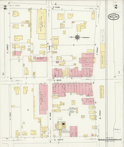 Sanborn Fire Insurance Map from Mullins, Marion County, South Carolina (1924), Sheet #0002 - Complete Map Set gallery image, historic Sanborn map, vintage wall art, South Carolina South Carolina