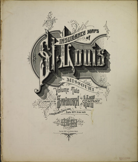 Sanborn Fire Insurance Map from Saint Louis, Independent City, Missouri (1909), Sheet #0001 - Complete Map Set gallery image, historic Sanborn map, vintage wall art, Missouri Missouri