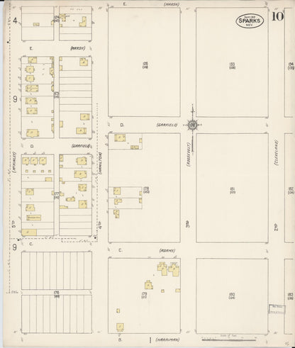 Sanborn Fire Insurance Map from Sparks, Washoe County, Nevada (1912), Sheet #0010 - Complete Map Set gallery image, historic Sanborn map, vintage wall art, Nevada Nevada