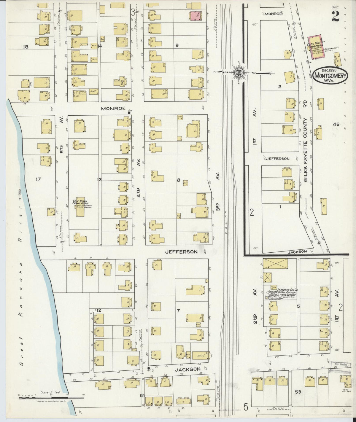 Sanborn Fire Insurance Map from Montgomery, Fayette County, West Virginia (1920), Sheet #0002 - Complete Map Set gallery image, historic Sanborn map, vintage wall art, West Virginia West Virginia